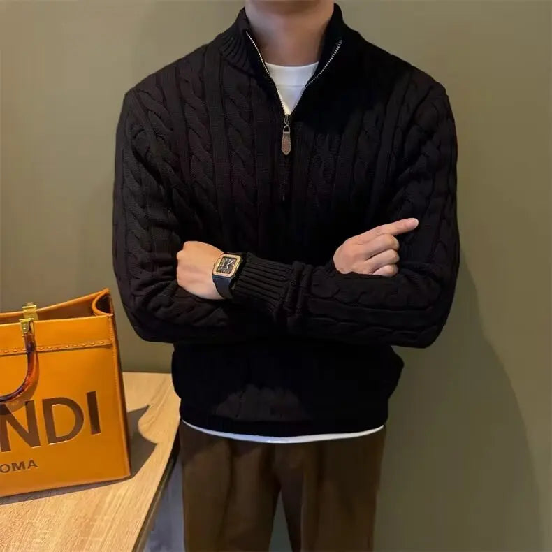 Edmund | Men's Zip-Up Cable Knit Cardigan - Image 3