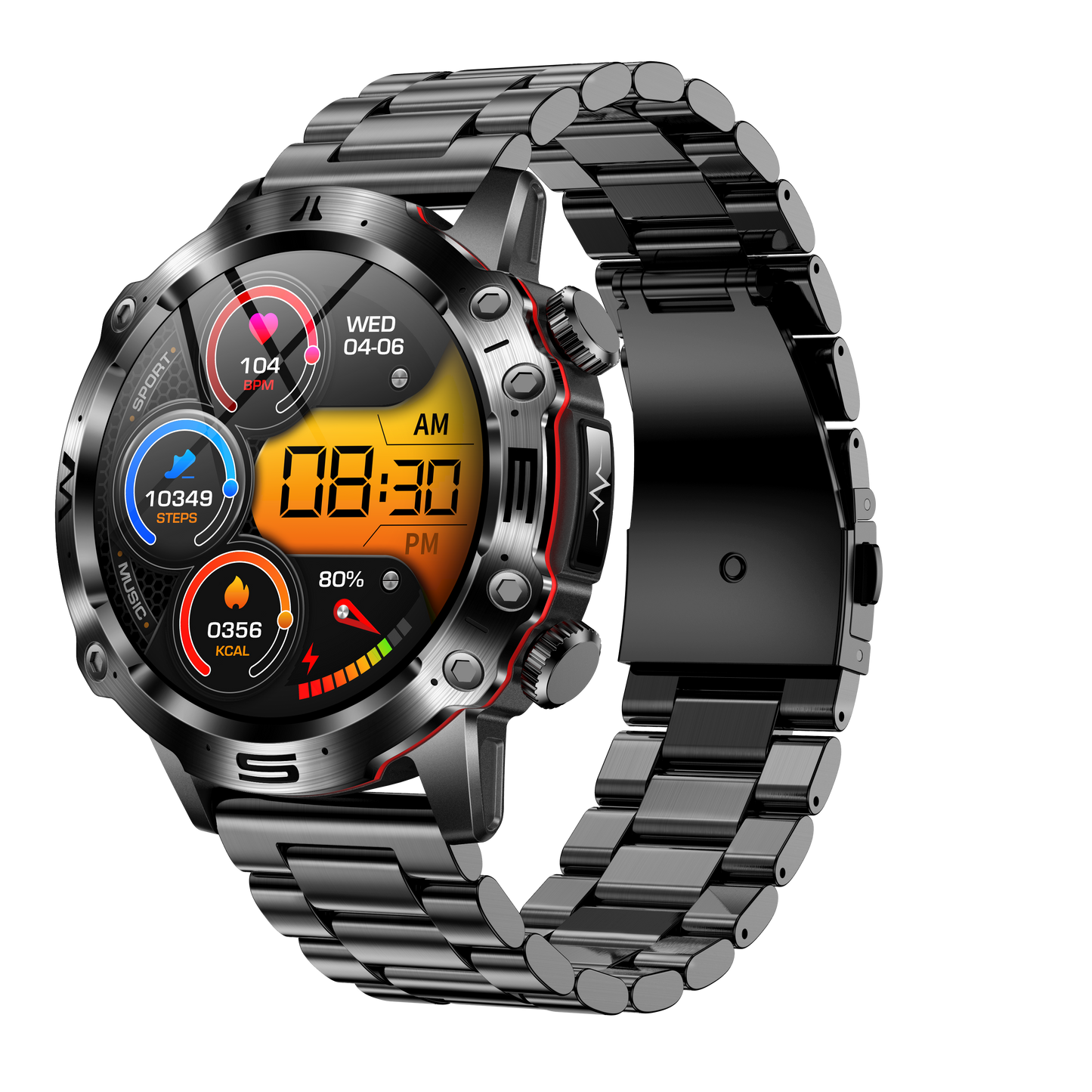 EKG Smartwatch with Blood Pressure and Blood Sugar Monitoring – 1.43-Inch AMOLED Screen, Bluetooth, Waterproof