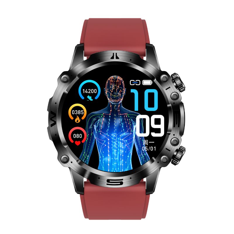 EKG Smartwatch with Blood Pressure and Blood Sugar Monitoring – 1.43-Inch AMOLED Screen, Bluetooth, Waterproof