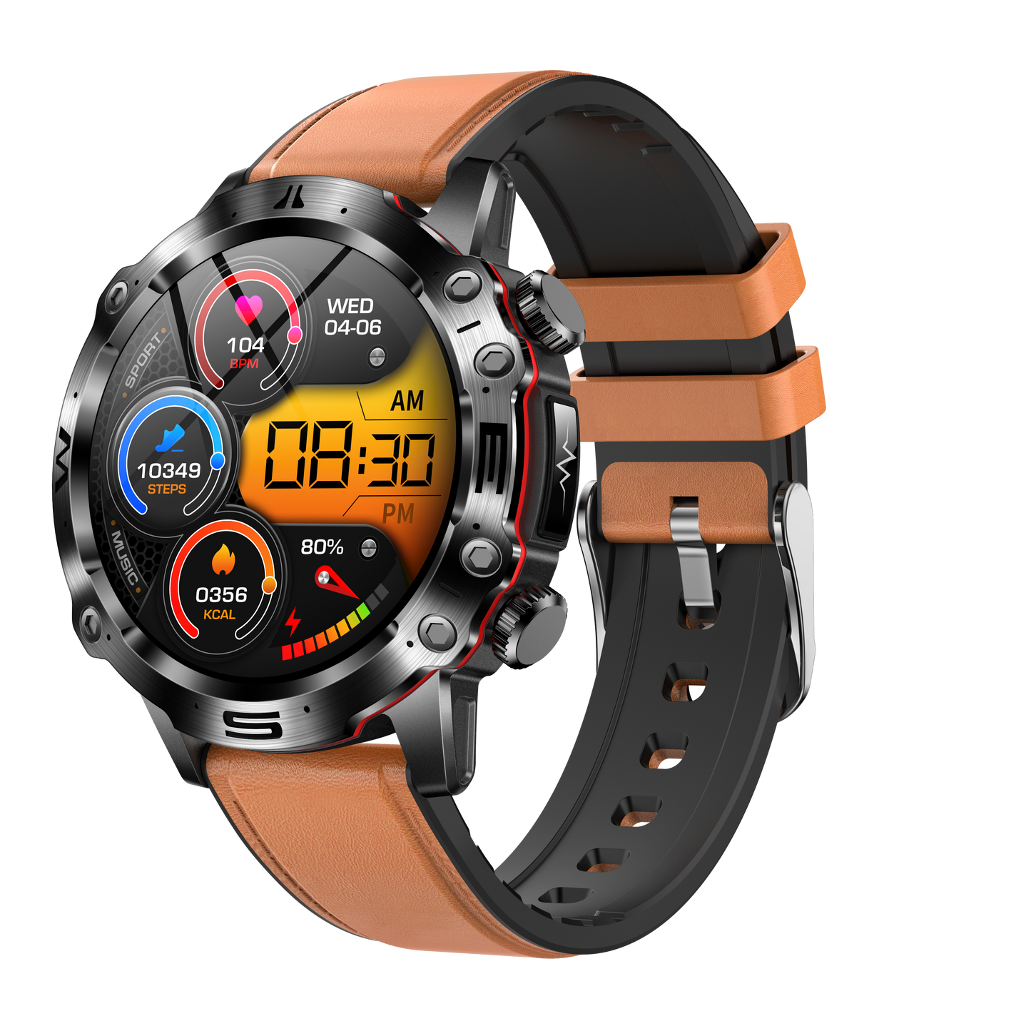 EKG Smartwatch with Blood Pressure and Blood Sugar Monitoring – 1.43-Inch AMOLED Screen, Bluetooth, Waterproof