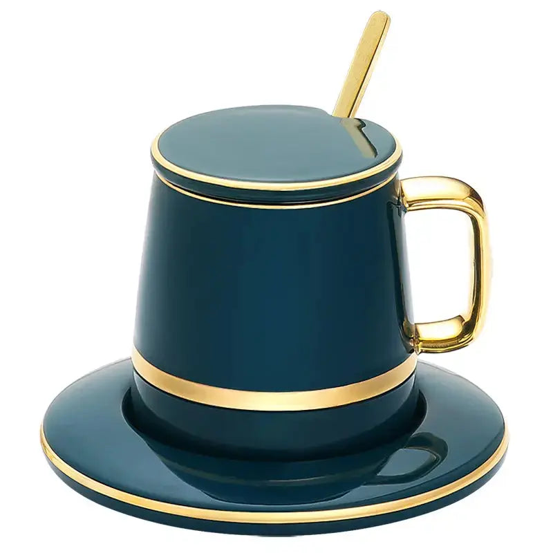 Elegant Ceramic Coffee Mug with Golden Accents – Durable and Stylish