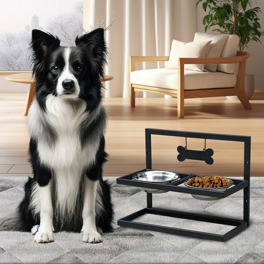 Elevated Dog Bowl Stand with 2 Bowls