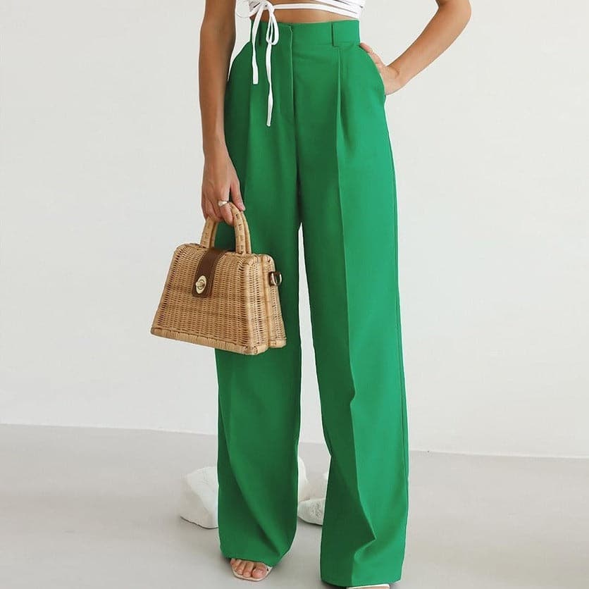 Image of Elizabeth | Women's High-Waisted Wide Leg Trousers