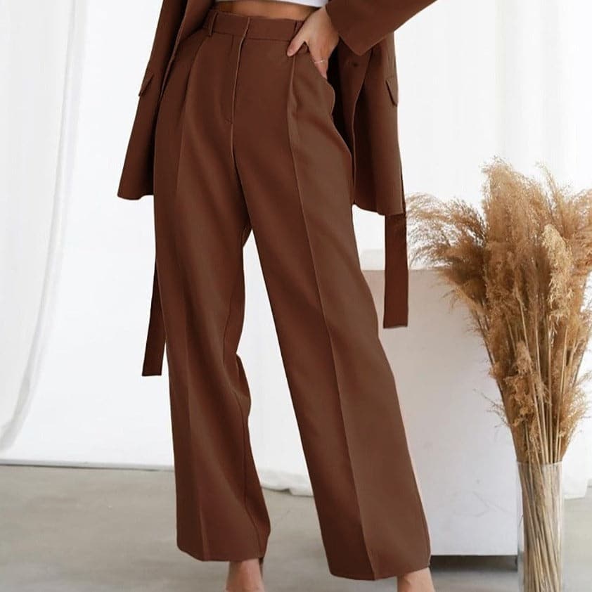 Image of Elizabeth | Women's High-Waisted Wide Leg Trousers