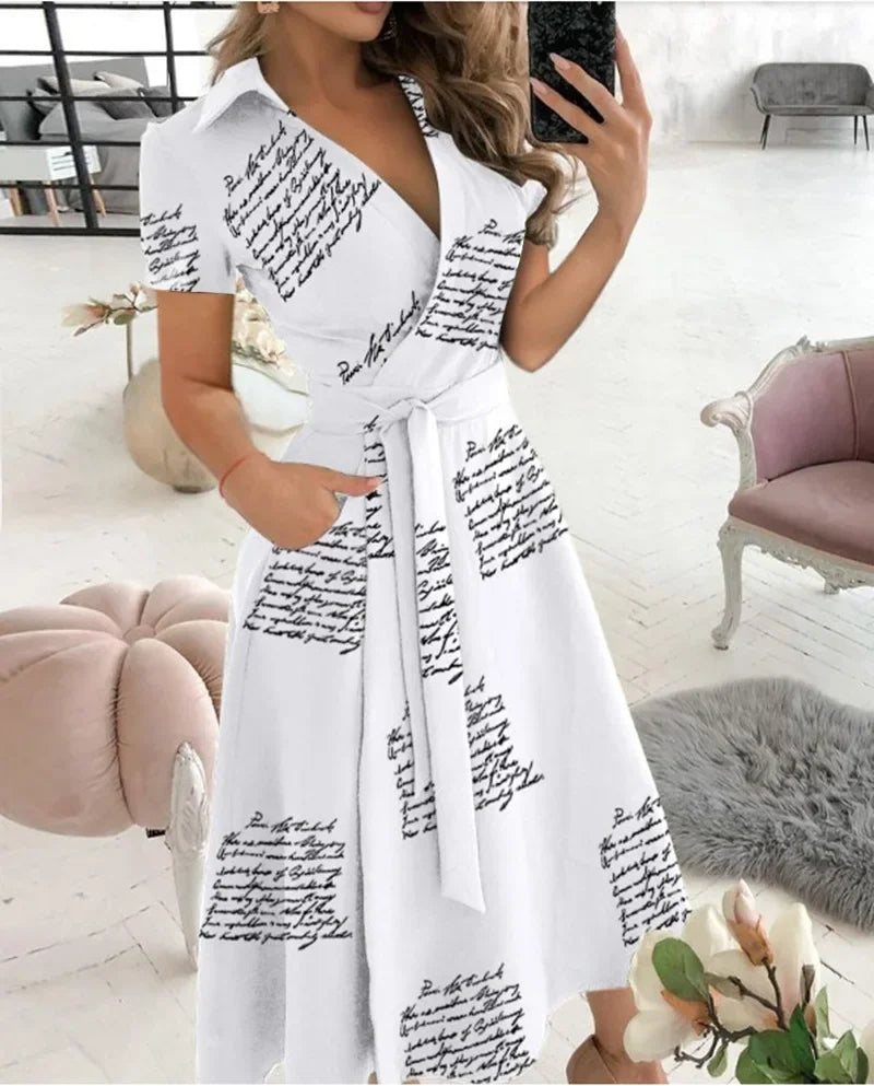 Elizabeth | Women's Tie Waist A-Line Midi Dress - Image 4