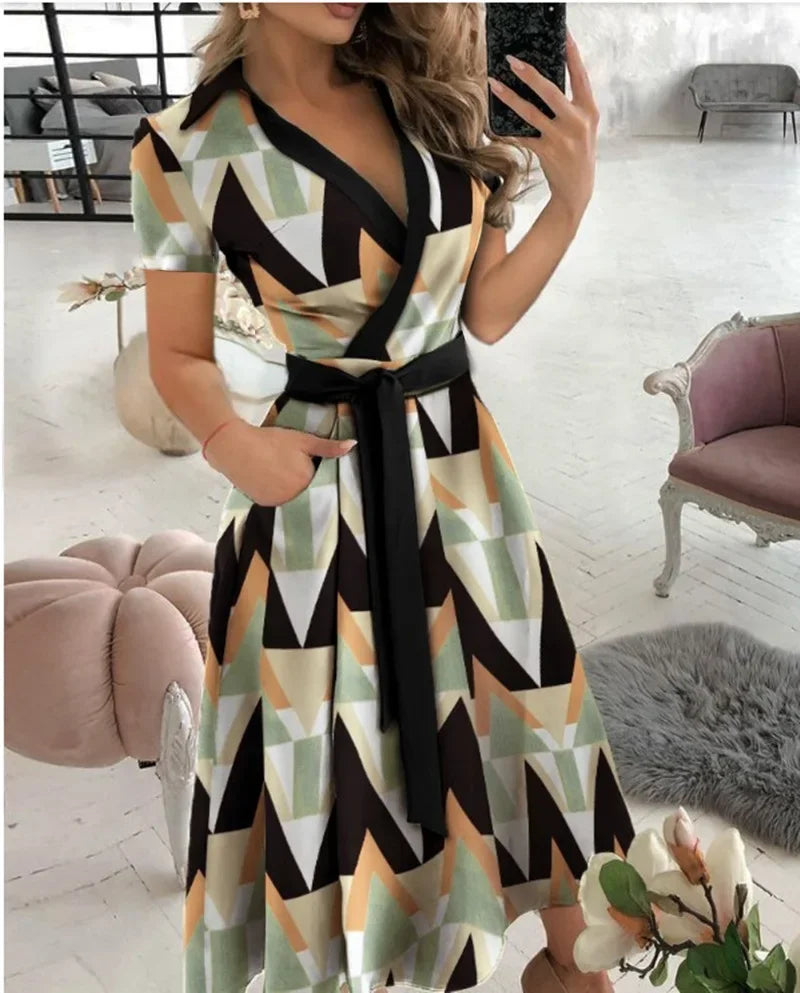 Elizabeth | Women's Tie Waist A-Line Midi Dress - Image 4
