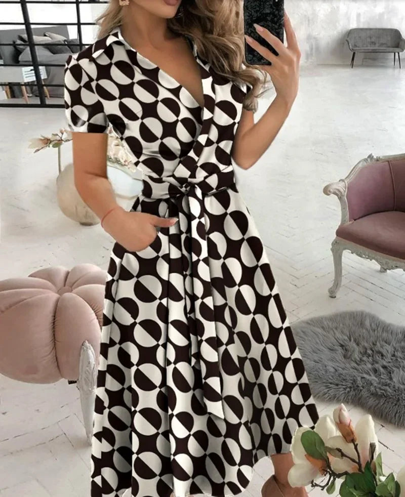 Elizabeth | Women's Tie Waist A-Line Midi Dress - Image 5