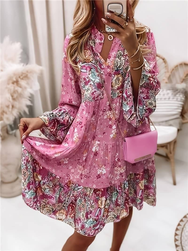 Image of Ellen | Women's Long Sleeve Tiered Mini Dress
