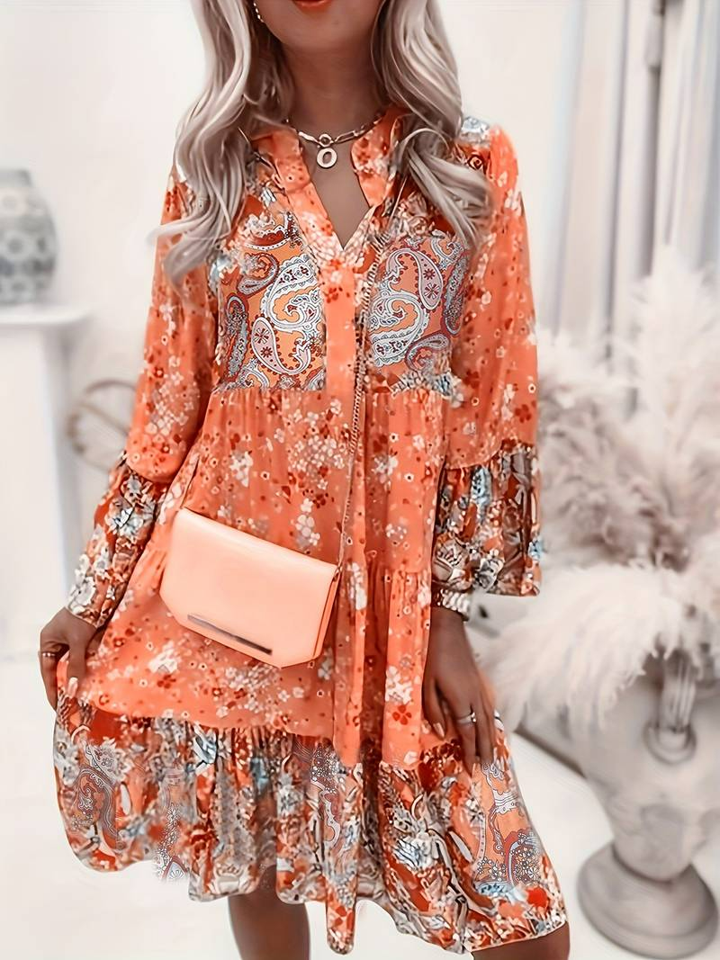 Image of Ellen | Women's Long Sleeve Tiered Mini Dress