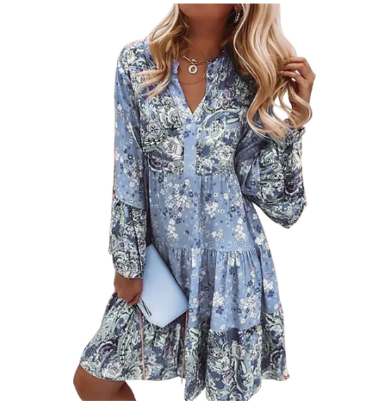 Image of Ellen | Women's Long Sleeve Tiered Mini Dress