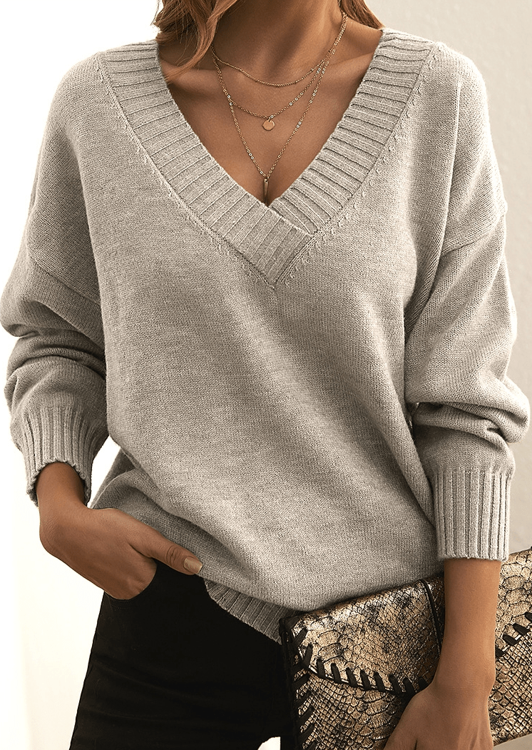Image of Elsie | Women's Oversized V-Neck Sweater