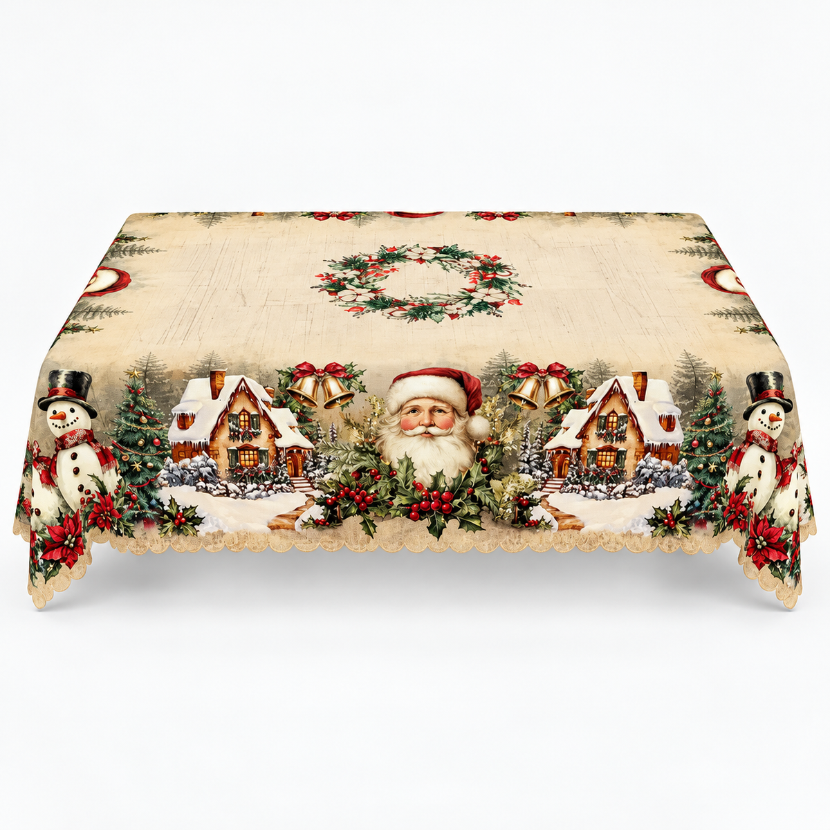 Embossed Christmas Print Tablecloth