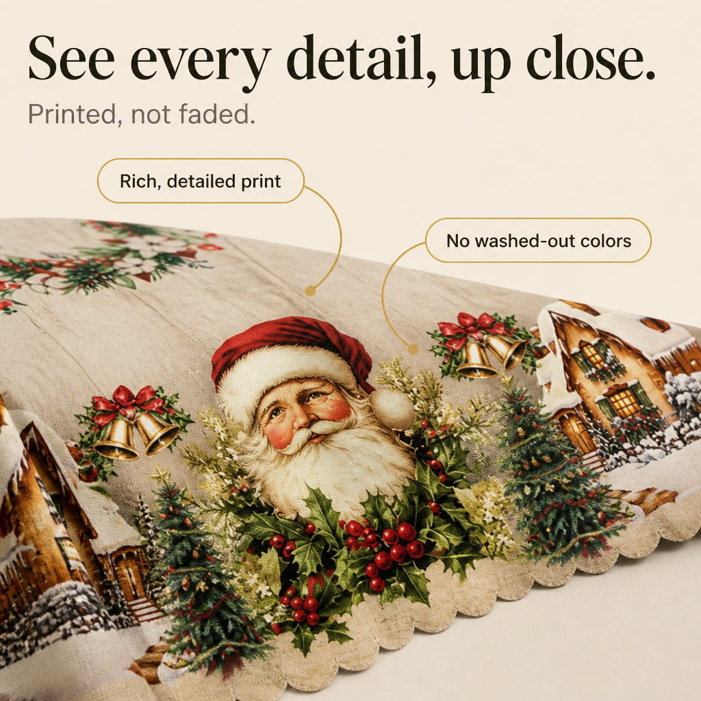 Embossed Christmas Print Tablecloth