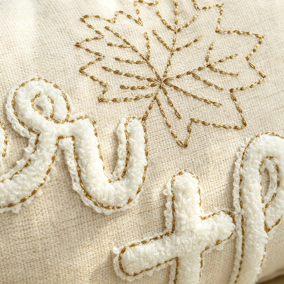 Embroidered Autumn Lumbar Cushion Cover