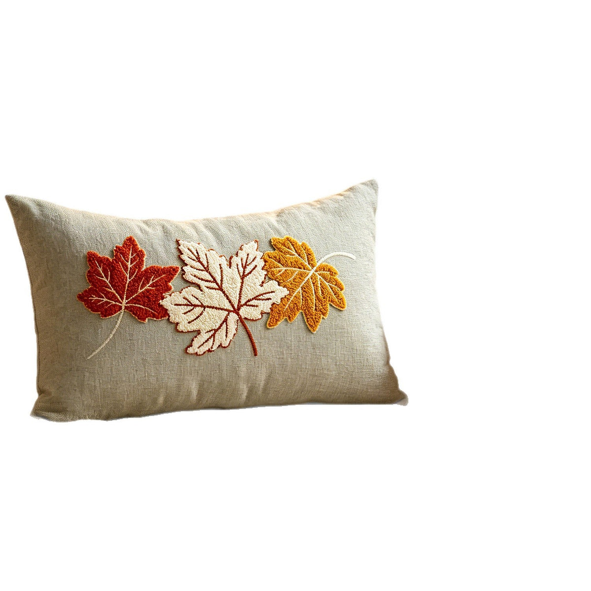 Embroidered Autumn Lumbar Cushion Cover