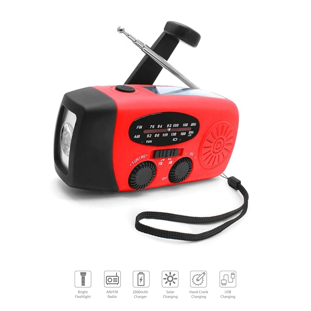 Emergency Hand Crank Solar Radio with Flashlight & Power Bank