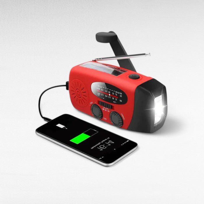 Emergency Hand Crank Solar Radio with Flashlight & Power Bank