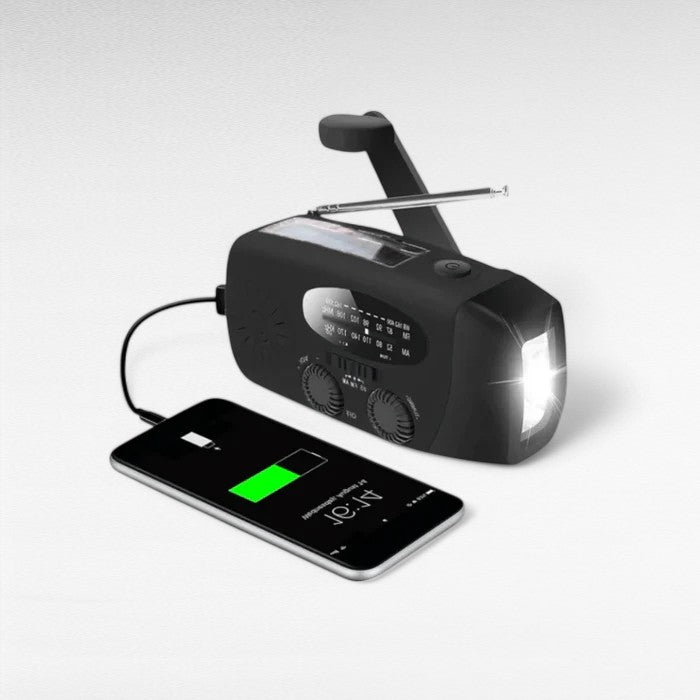 Emergency Hand Crank Solar Radio with Flashlight & Power Bank