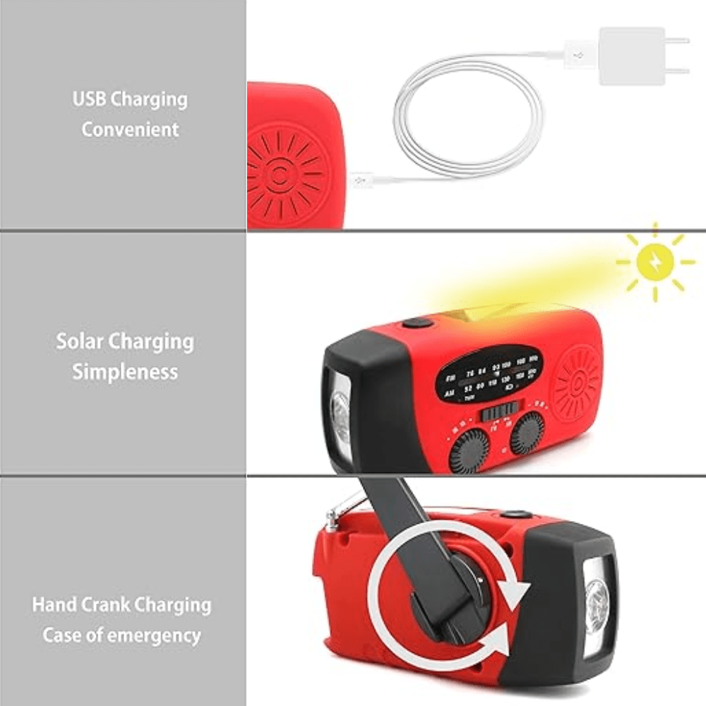 Emergency Hand Crank Solar Radio with Flashlight & Power Bank