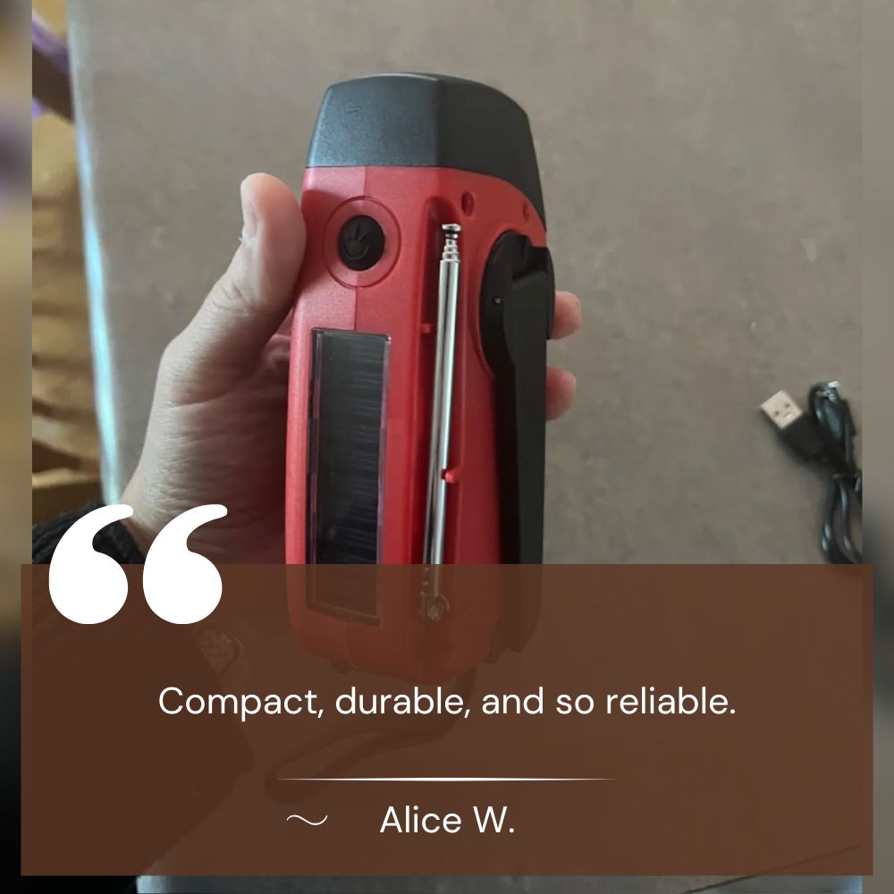 Emergency Hand Crank Solar Radio with Flashlight & Power Bank