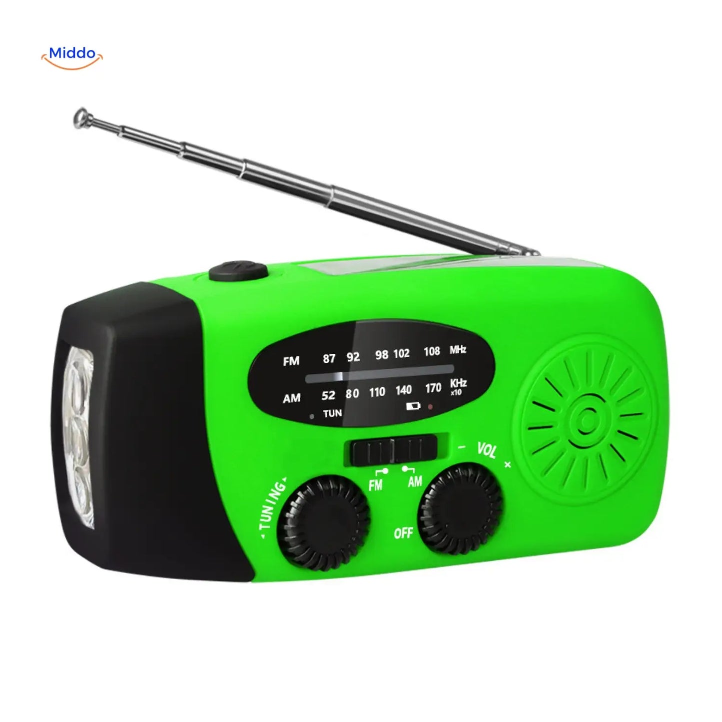 Emergency Radio, Flashlight, Reading Light, Compass, SOS & Solar Rechargeable – SolarPower™ Pro