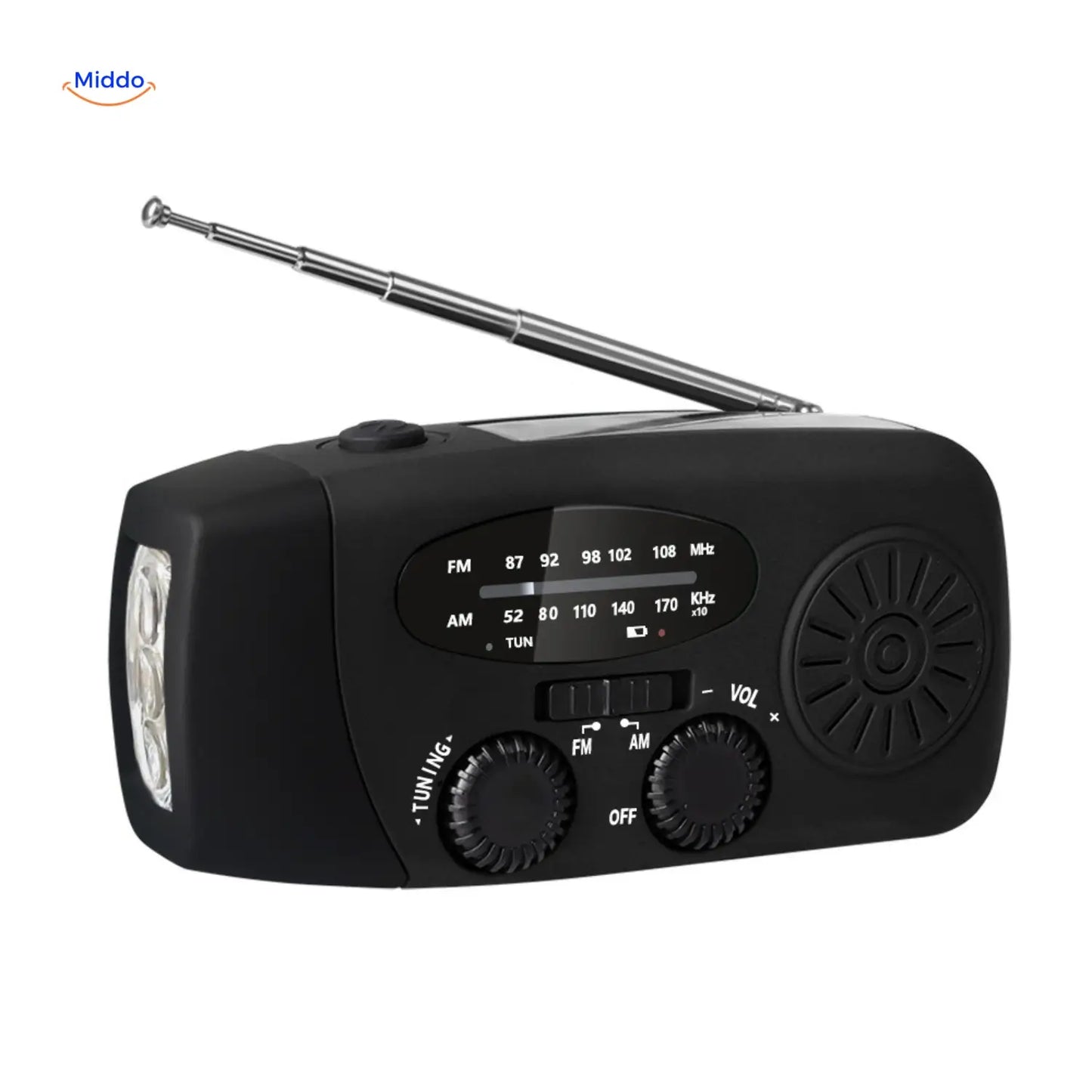 Emergency Radio, Flashlight, Reading Light, Compass, SOS & Solar Rechargeable – SolarPower™ Pro
