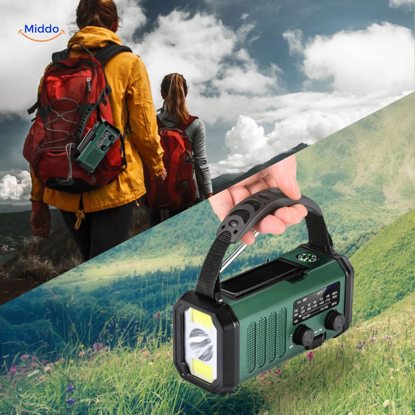 Emergency Radio, Flashlight, Reading Light, Compass, SOS & Solar Rechargeable – SolarPower™ Pro