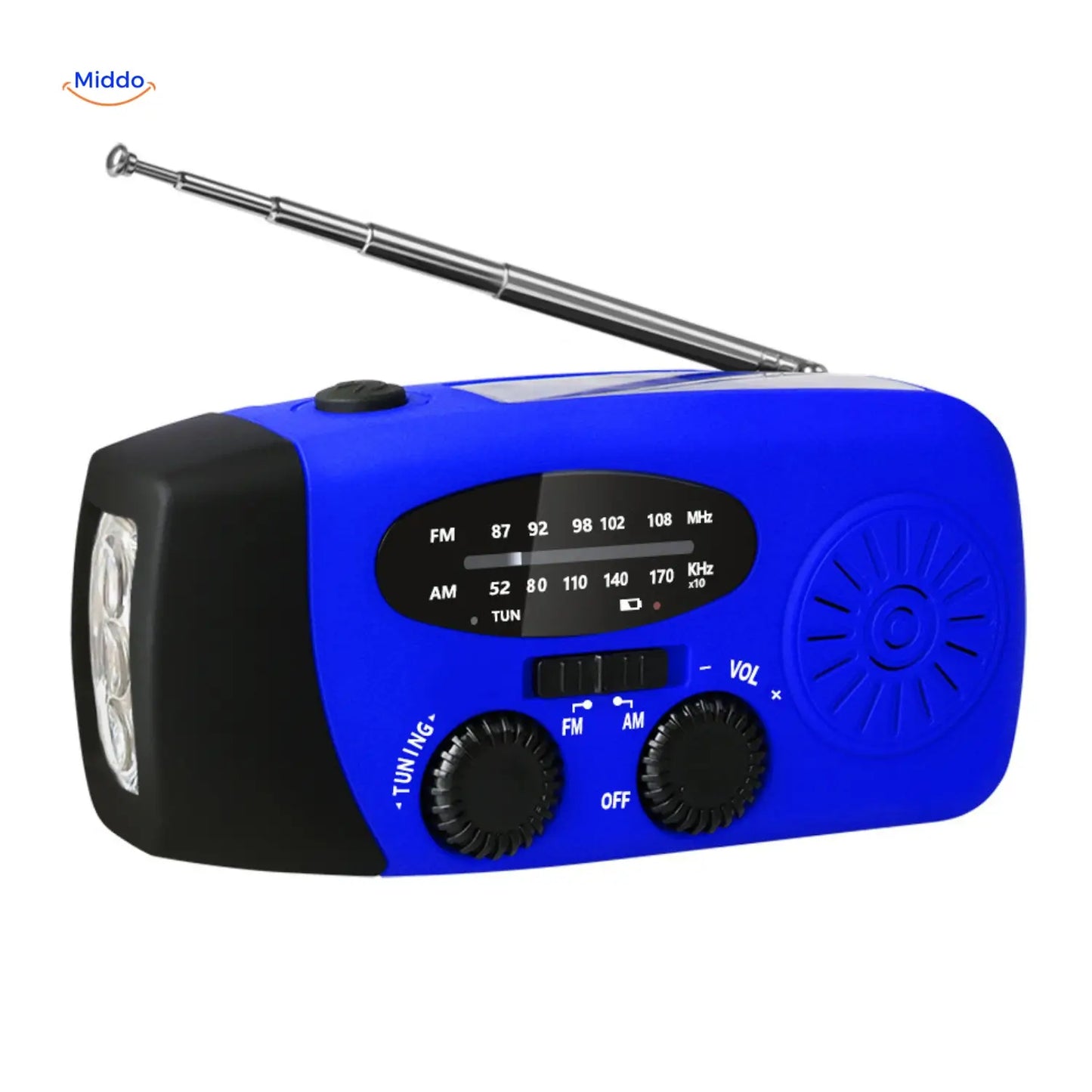Emergency Radio, Flashlight, Reading Light, Compass, SOS & Solar Rechargeable – SolarPower™ Pro