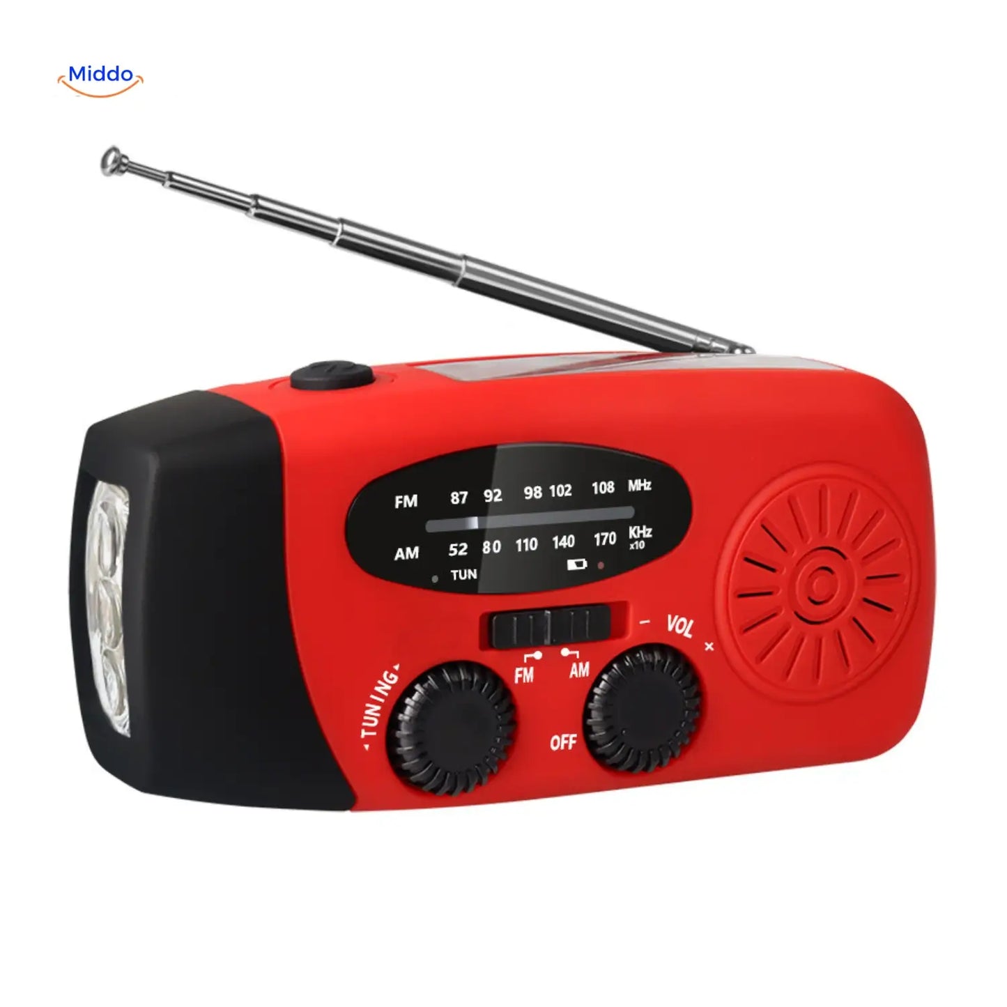 Emergency Radio, Flashlight, Reading Light, Compass, SOS & Solar Rechargeable – SolarPower™ Pro