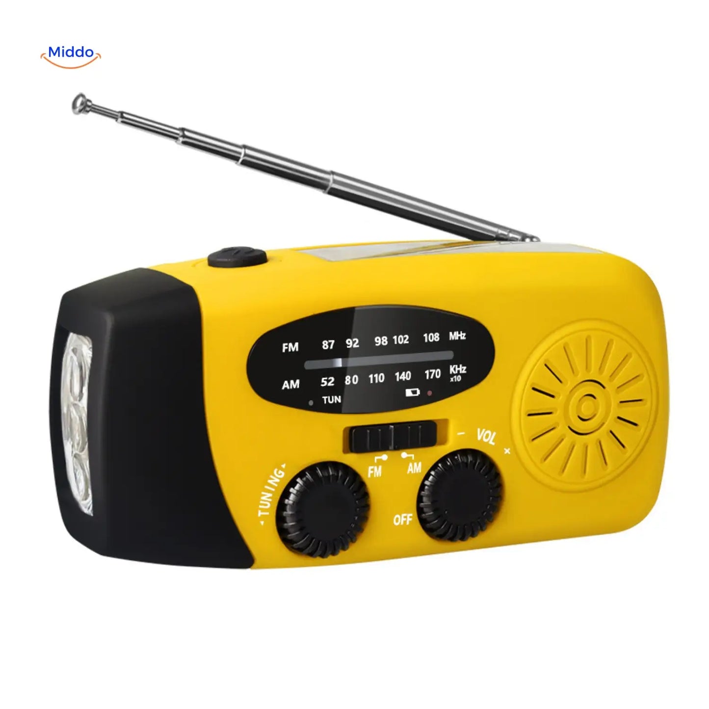 Emergency Radio, Flashlight, Reading Light, Compass, SOS & Solar Rechargeable – SolarPower™ Pro
