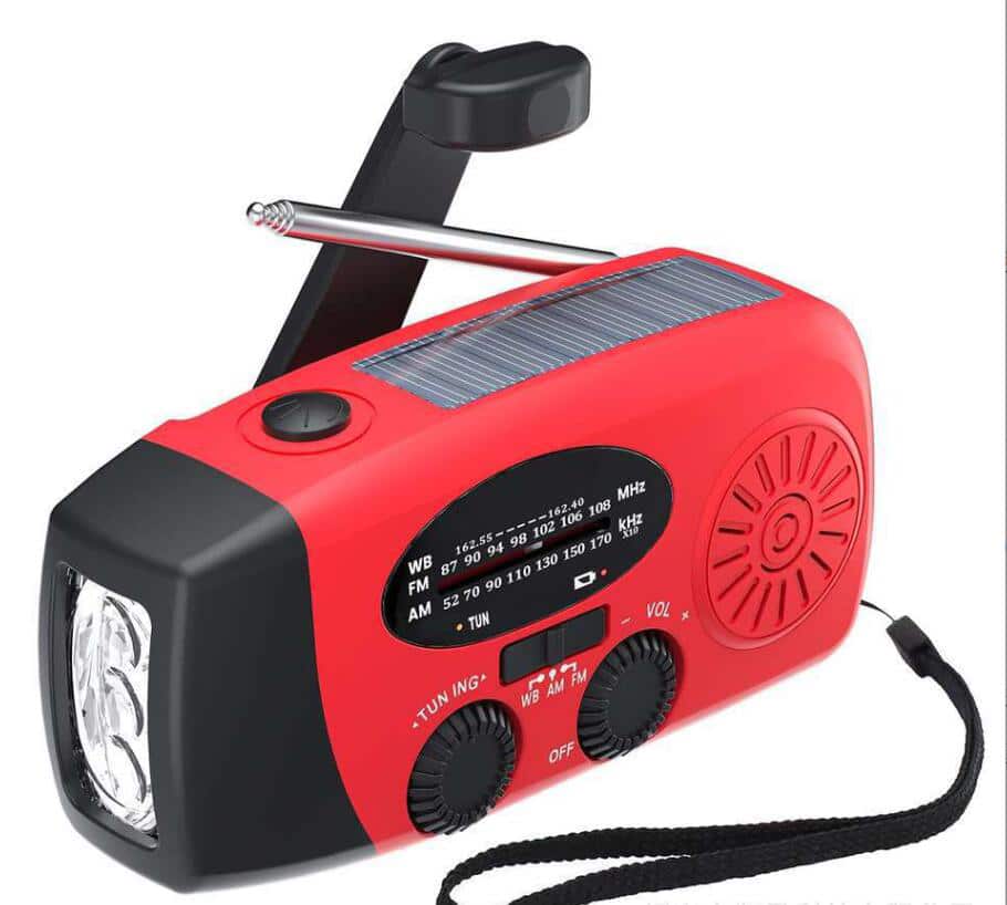 Emergency Radio FM/AM with Built-in Solar Panels, Flashlight, Power Bank & Hand Crank