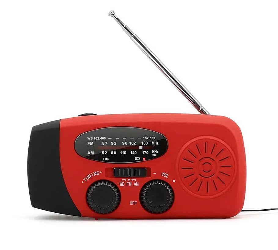 Emergency Radio FM/AM with Built-in Solar Panels, Flashlight, Power Bank & Hand Crank