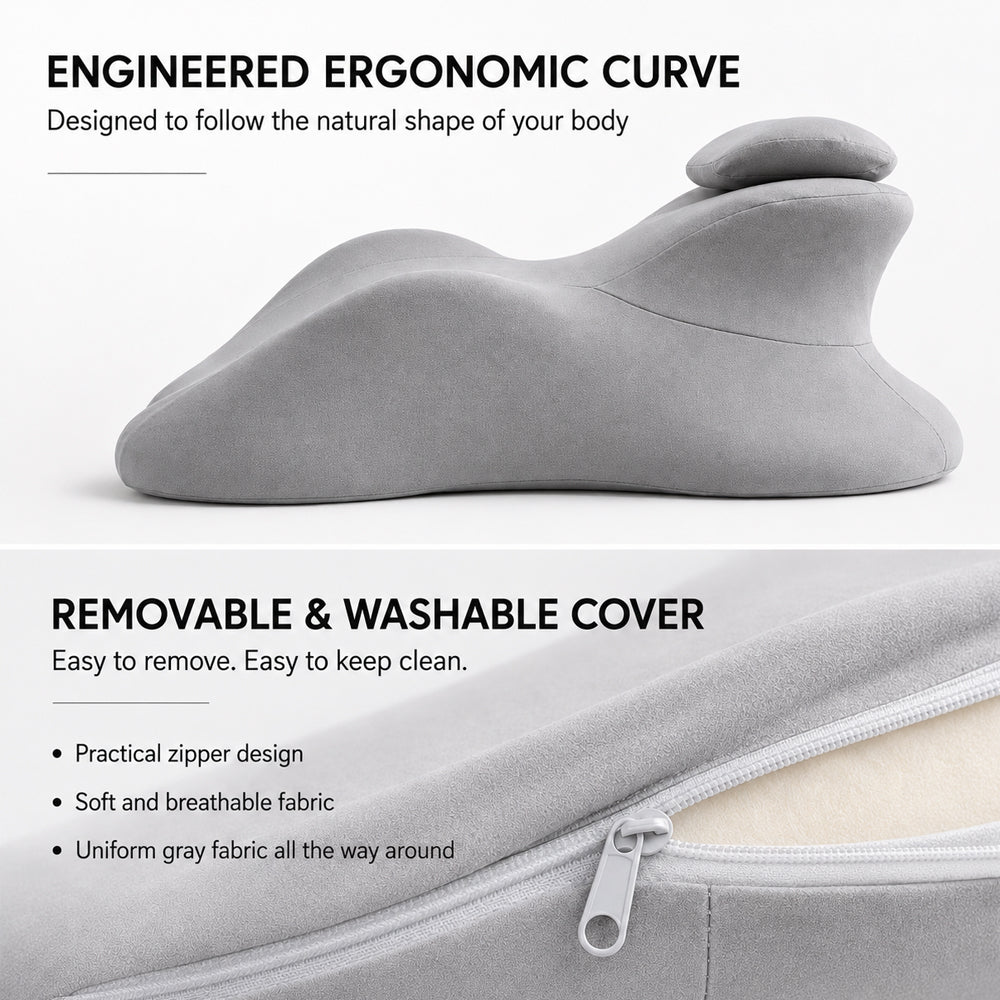 Ergonomic Memory Foam Positioning Pillow with Removable Neck Pillow