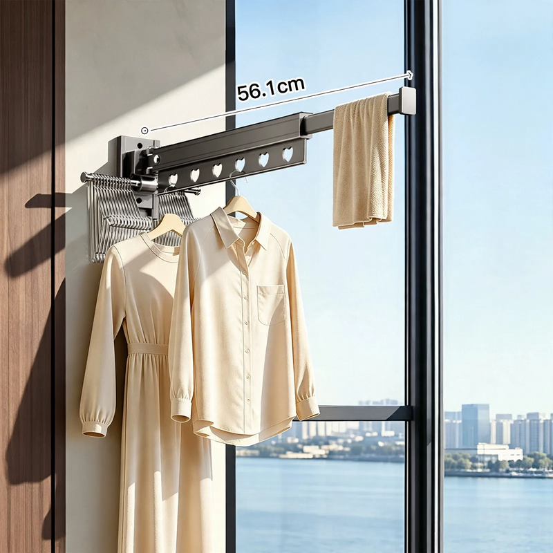 Extendable Wall-Mounted Aluminum Drying Rod