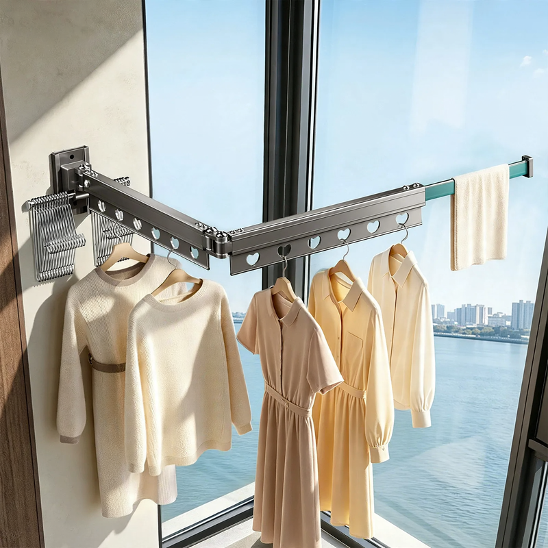 Extendable Wall-Mounted Aluminum Drying Rod