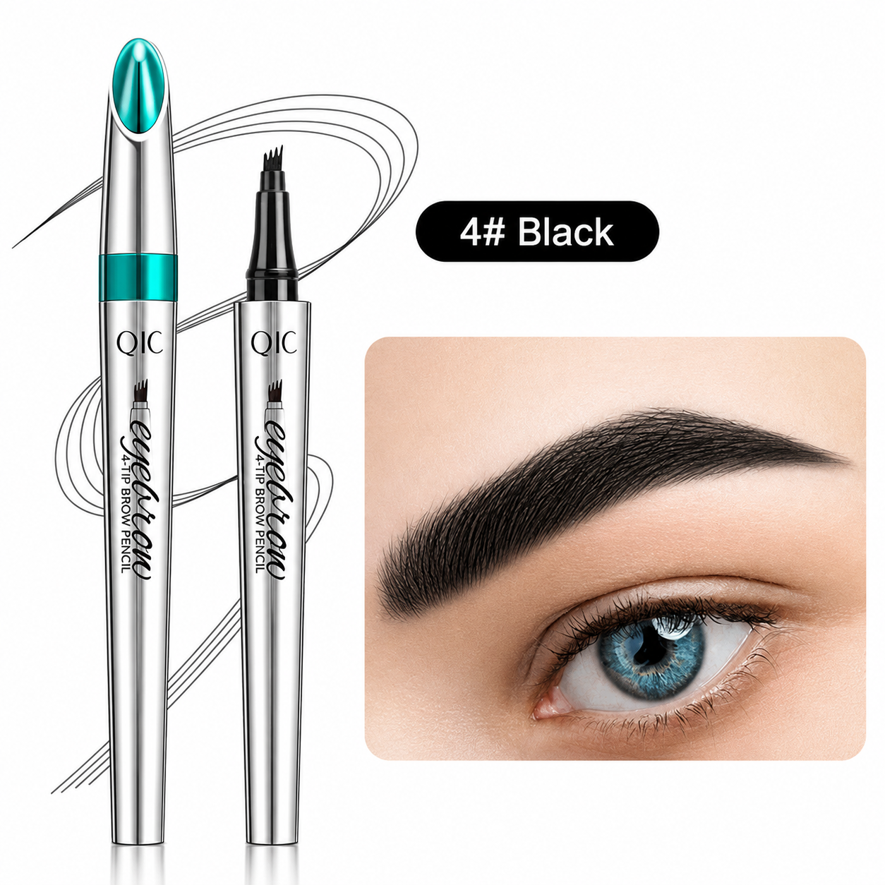 Eyebrow Pencil | Waterproof 3D with 4 Fork Tips | Microblading Effect | BrowFinesse