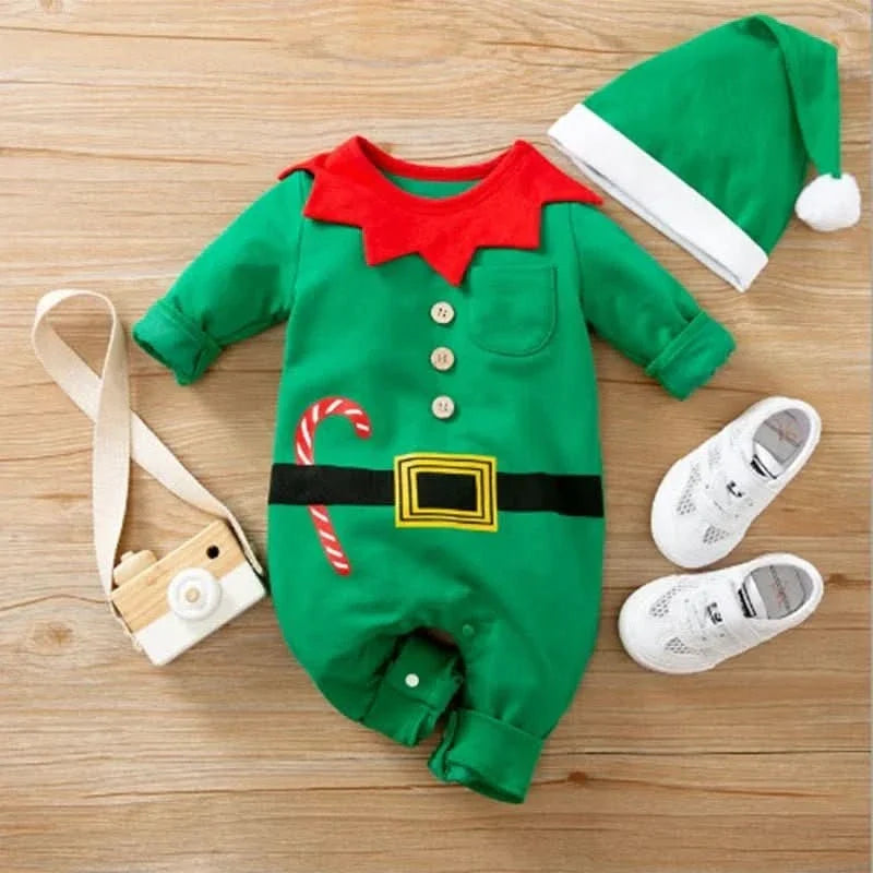 Festive Baby Romper – Soft Cotton Christmas Onesie for Baby's First Holiday
