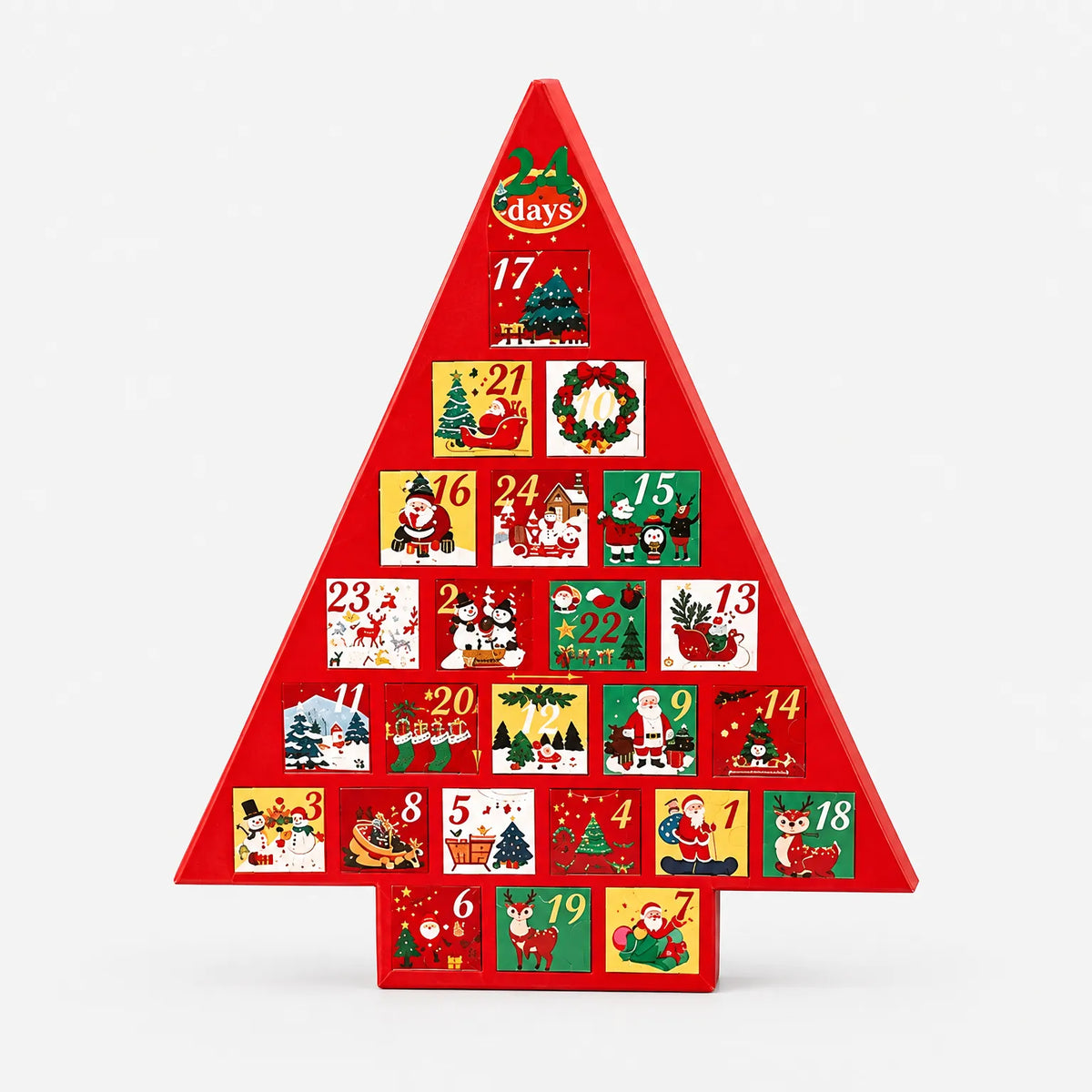 Fillable Christmas Tree Advent Calendar – Freestanding Christmas Tree with 24 Drawers, 41 cm High, Reusable