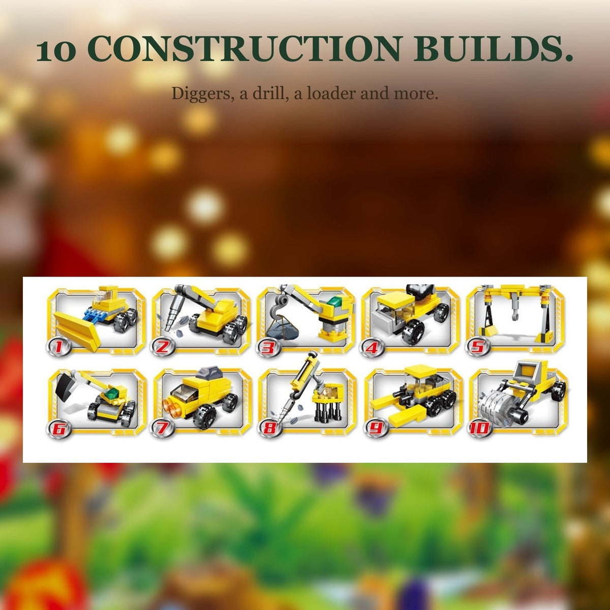 Fire Rescue and Construction Brick Advent Calendar, Mini Vehicles plus Big Builds