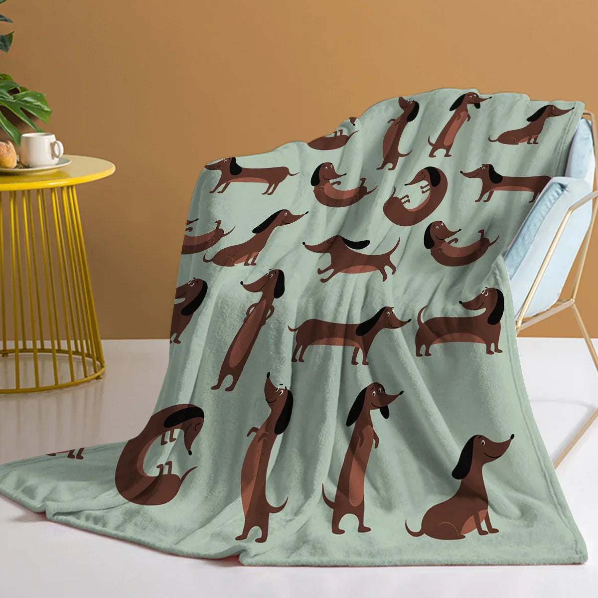 Fleece Blanket | Soft Flannel | Dachshund Print | Sofa and Bed