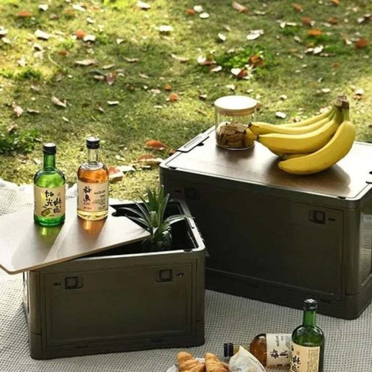 Foldable Outdoor Storage Container with Cutting Board Lid
