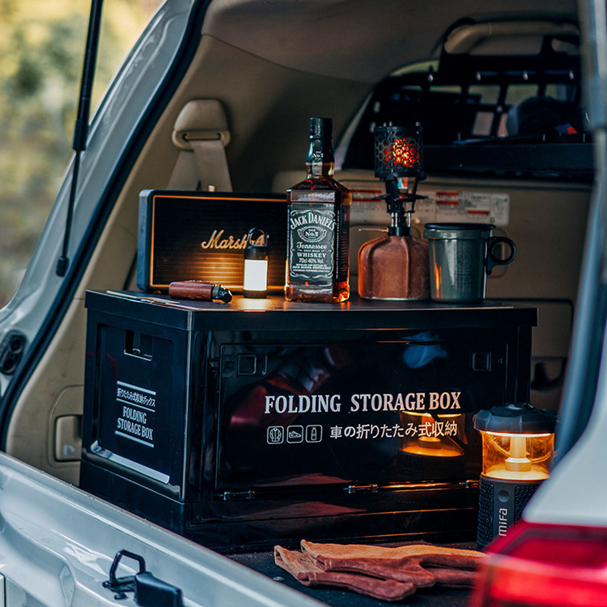 Folding Storage Crate with Wood Lid