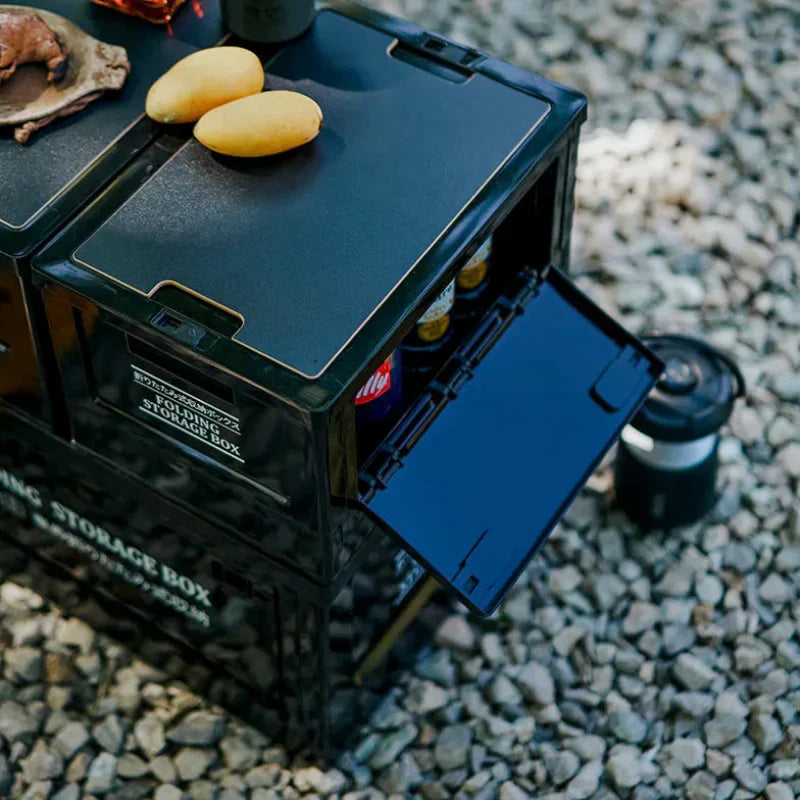 Folding Storage Crate with Wood Lid