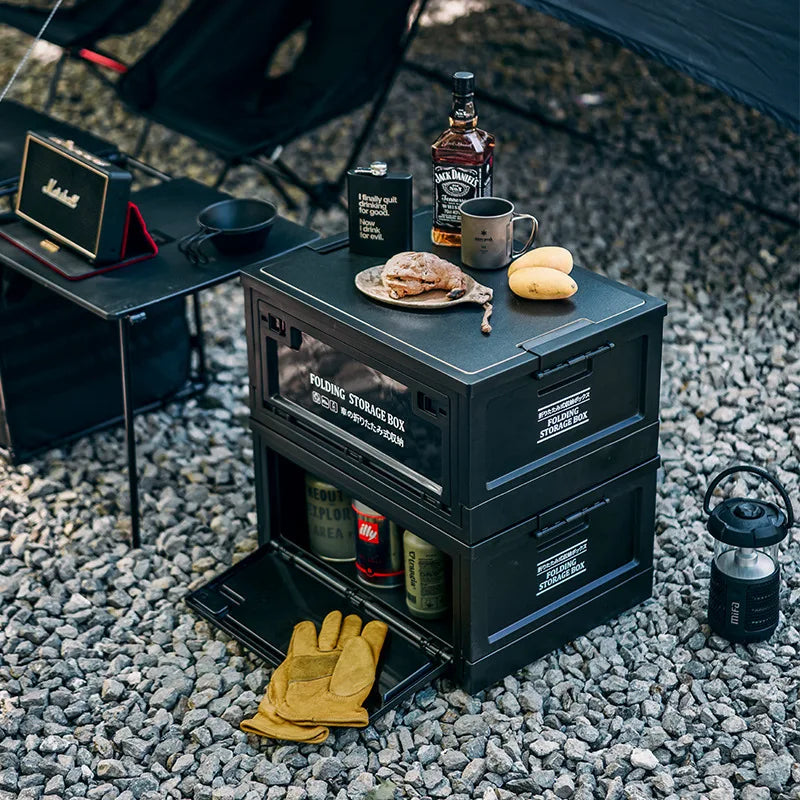 Folding Storage Crate with Wood Lid