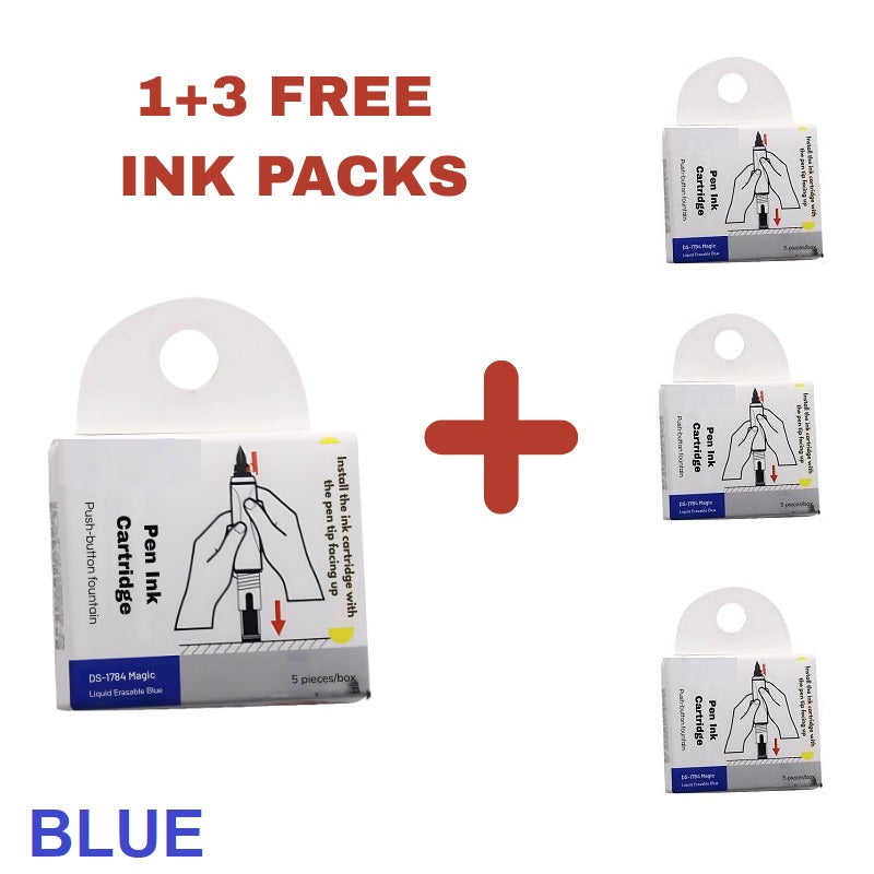 Fountain Pen - Retractable and Refillable Fountain Pen with Ink Cartridges
