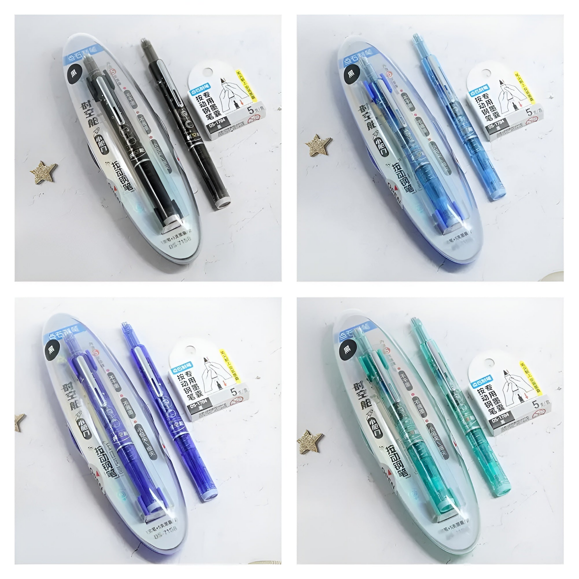 Fountain Pen - Retractable and Refillable Fountain Pen with Ink Cartridges