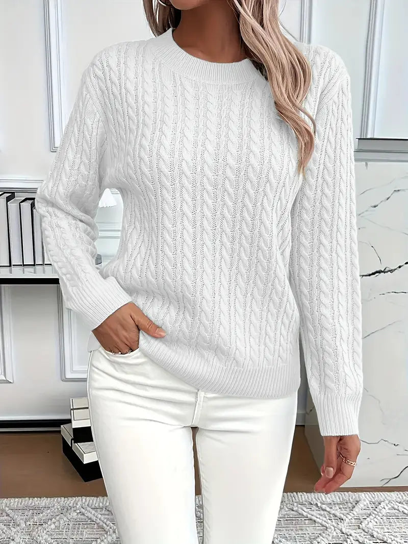 Image of Frances | Women's Long Sleeve Cable Knit Sweater