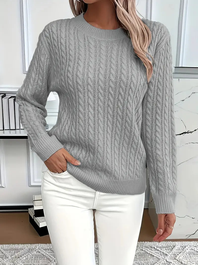 Image of Frances | Women's Long Sleeve Cable Knit Sweater