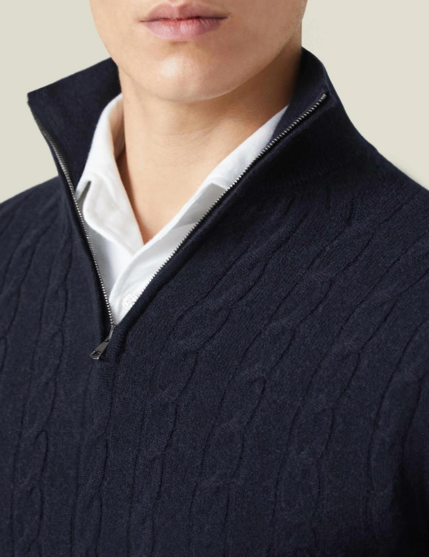 Image of Frederick | Men's Half-Zip Cable Knit Sweater