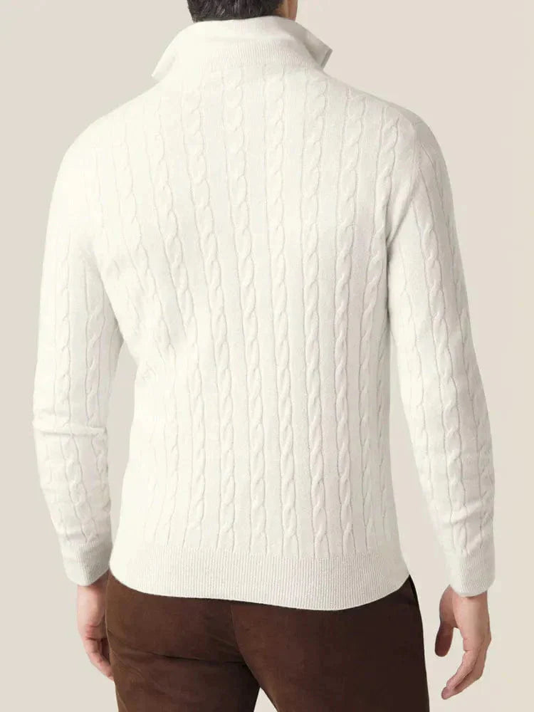 Image of Frederick | Men's Half-Zip Cable Knit Sweater